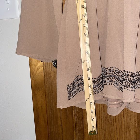 Scrap-Work Silk (70%) Size Large Brown Romper Shorts Embroidery On Hem - Picture 9 of 12